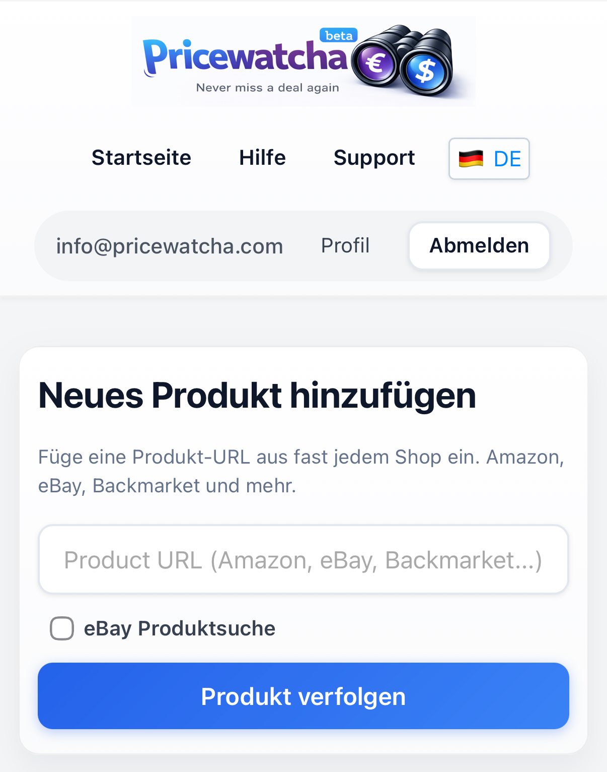 Pricewatcha auf dem iPhone: Produkt-URL einfügen und Preise vom Smartphone aus verfolgen